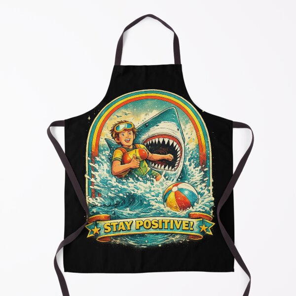 Item preview, Stay Positive Shark Retro Vintage Surfing Design | Funny Ocean Motivation Graphic Tee designed and sold by Imma4art ⭐⭐⭐⭐⭐.