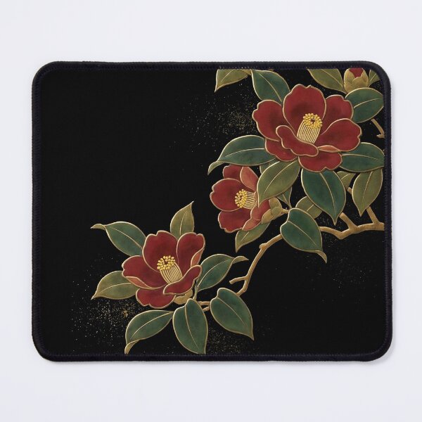 Item preview, Eternal Winter Bloom: Japanese Lacquer-Style Tsubaki Camellia Art designed and sold by FreiherrPK.