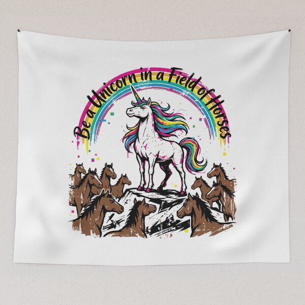 Item preview, Be a Unicorn in a Field of Horses Rainbow Unicorn designed and sold by XYZ LAB by Jesuperman.