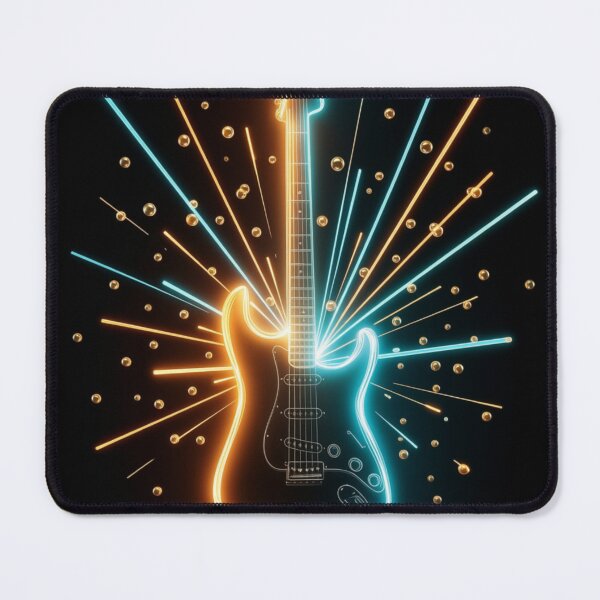 Item preview, Electric Guitar Silhouette Neon Art — Bold Music Print designed and sold by CosmicRockArt.
