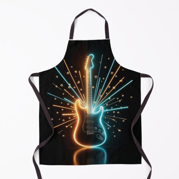 Item preview, Electric Guitar Silhouette Neon Art — Bold Music Print designed and sold by CosmicRockArt.
