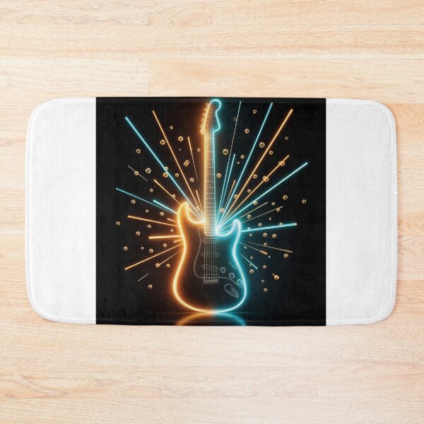 Item preview, Electric Guitar Silhouette Neon Art — Bold Music Print designed and sold by CosmicRockArt.