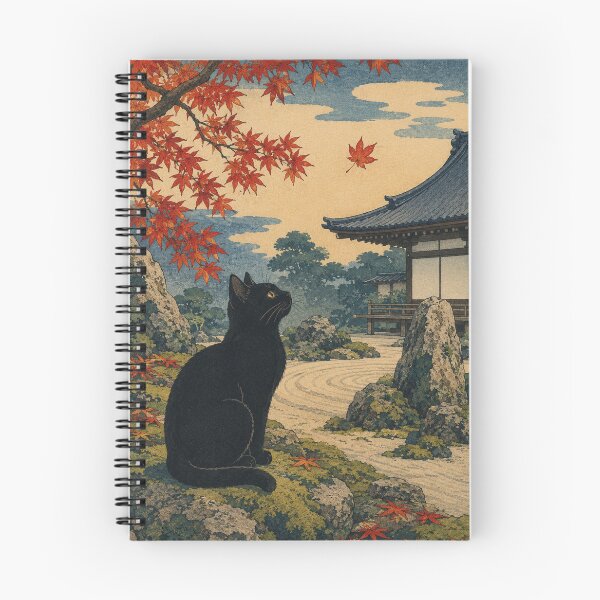 Item preview, Moss Garden Guardian - Vintage Japanese Neko Cat Ukiyo-e Woodblock designed and sold by bapupa.