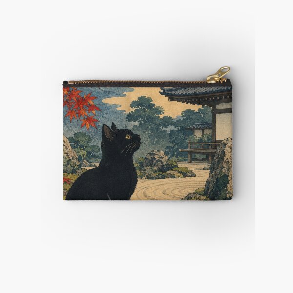 Item preview, Moss Garden Guardian - Vintage Japanese Neko Cat Ukiyo-e Woodblock designed and sold by bapupa.