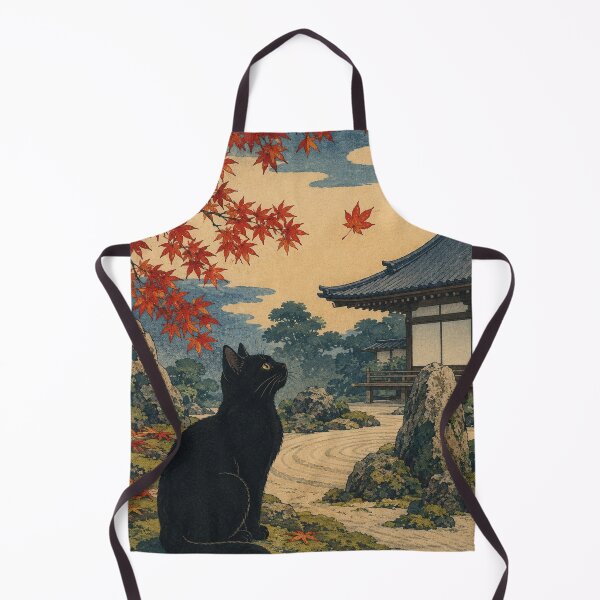 Item preview, Moss Garden Guardian - Vintage Japanese Neko Cat Ukiyo-e Woodblock designed and sold by bapupa.