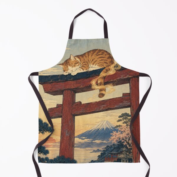 Item preview, Temple Gate Spirit - Vintage Japanese Neko Cat Ukiyo-e Woodblock designed and sold by bapupa.