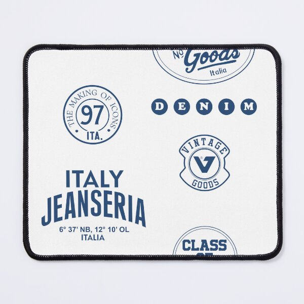 Item preview, Italy Jeanseria Vintage Denim Badge Collection Graphic T-Shirt designed and sold by Atique Creations.