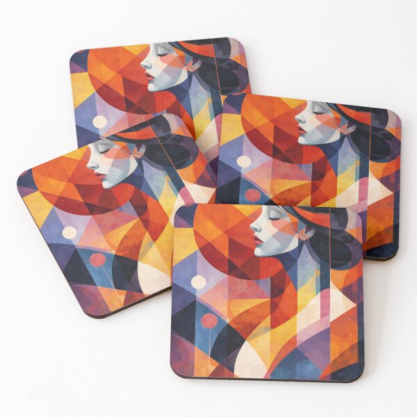Item preview, Abstract Geometric Portrait - Colorful Cubist Woman Art designed and sold by RumiRogue.