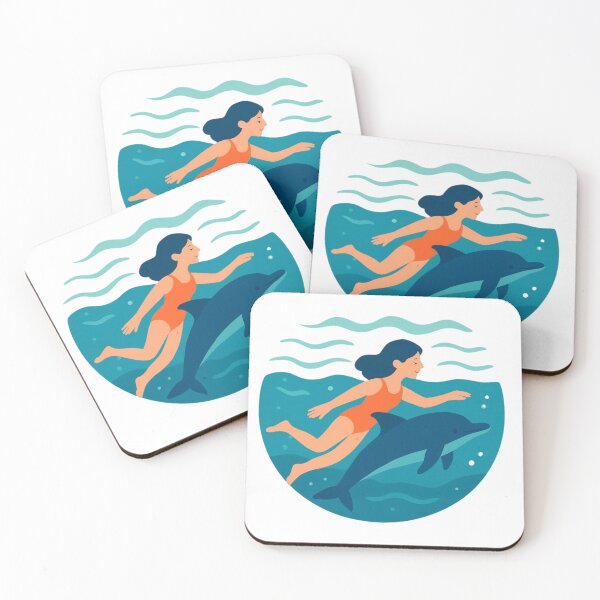 Item preview, Vintry Off Ocean Harmony Swimming with Dolphin Vector Graphic designed and sold by VintryOff.