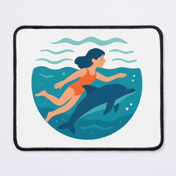 Item preview, Vintry Off Ocean Harmony Swimming with Dolphin Vector Graphic designed and sold by VintryOff.