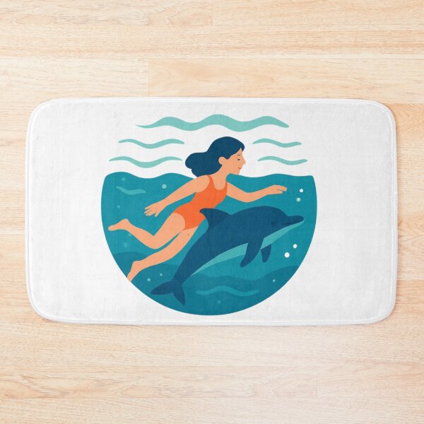 Item preview, Vintry Off Ocean Harmony Swimming with Dolphin Vector Graphic designed and sold by VintryOff.