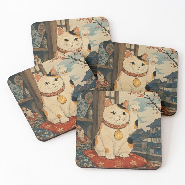 Item preview, Lucky Calico - Vintage Japanese Neko Cat Ukiyo-e Woodblock designed and sold by bapupa.