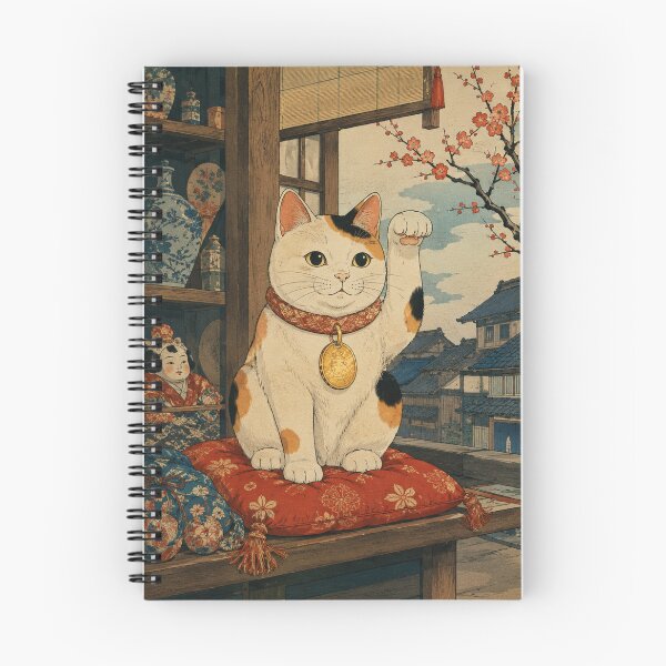 Item preview, Lucky Calico - Vintage Japanese Neko Cat Ukiyo-e Woodblock designed and sold by bapupa.
