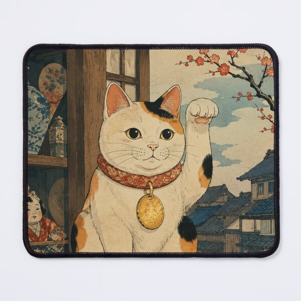 Item preview, Lucky Calico - Vintage Japanese Neko Cat Ukiyo-e Woodblock designed and sold by bapupa.