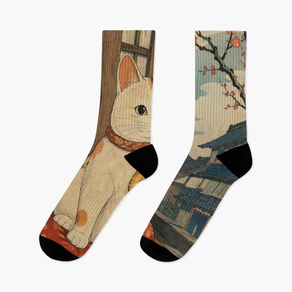 Item preview, Lucky Calico - Vintage Japanese Neko Cat Ukiyo-e Woodblock designed and sold by bapupa.