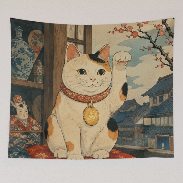 Item preview, Lucky Calico - Vintage Japanese Neko Cat Ukiyo-e Woodblock designed and sold by bapupa.