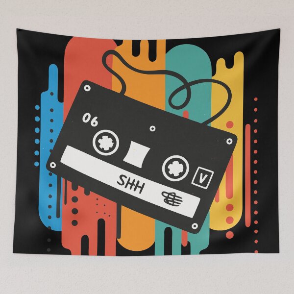 Item preview, Retro cassette tape with colorful background designed and sold by Aquarius8.
