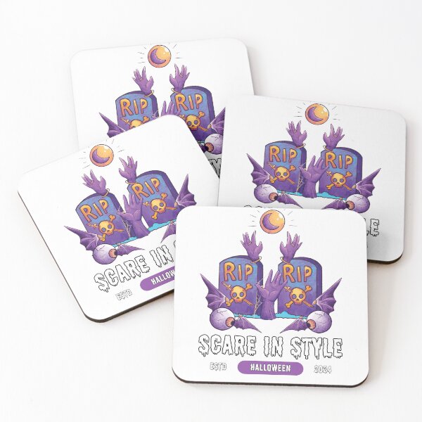 Item preview, Scare in Style Halloween 2024 - Purple Zombie Hands & RIP Tombstones Art designed and sold by PrimalBeastLab.