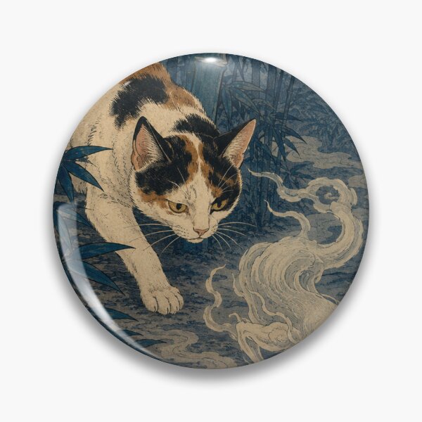 Item preview, Bamboo Shadow Stalk - Vintage Japanese Nekomata Cat Ukiyo-e Woodblock designed and sold by bapupa.