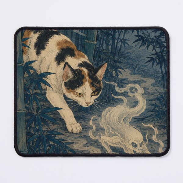 Item preview, Bamboo Shadow Stalk - Vintage Japanese Nekomata Cat Ukiyo-e Woodblock designed and sold by bapupa.