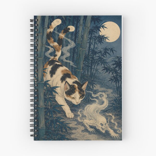 Item preview, Bamboo Shadow Stalk - Vintage Japanese Nekomata Cat Ukiyo-e Woodblock designed and sold by bapupa.