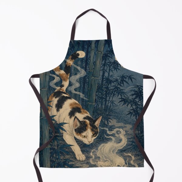 Item preview, Bamboo Shadow Stalk - Vintage Japanese Nekomata Cat Ukiyo-e Woodblock designed and sold by bapupa.