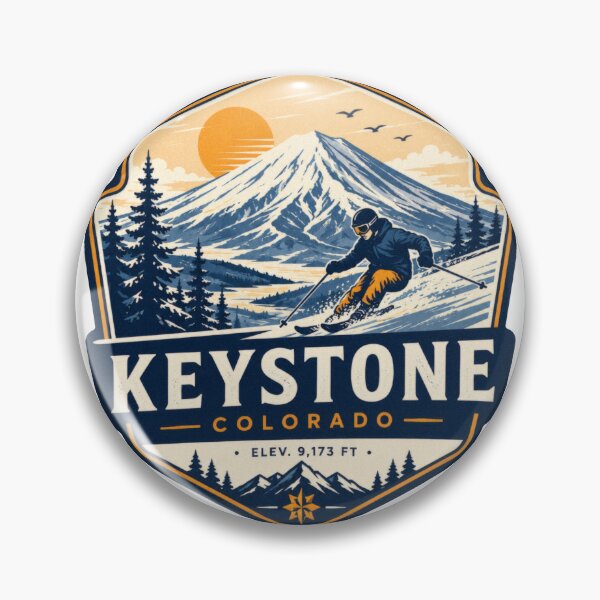 Item preview, Keystone Colorado Ski Adventure Badge | Rocky Mountain Alpine Sports Illustration designed and sold by CosmicAnomaly.