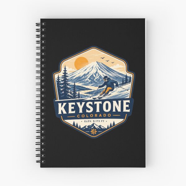 Artikelvorschau, Keystone Colorado Ski Adventure Badge | Illustration für alpine Sportarten in den Rocky Mountains entworfen und verkauft von CosmicAnomaly.
