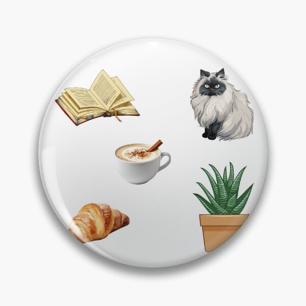 Item preview, Cozy Reading Club Sticker Pack - Cute Cat, Books, Coffee & Croissant designed and sold by Mandarynkashop.