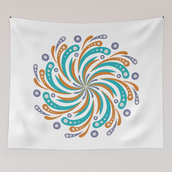 Item preview, Retro Space Age Mandala - turquoise and orange designed and sold by Home Cyn Home.