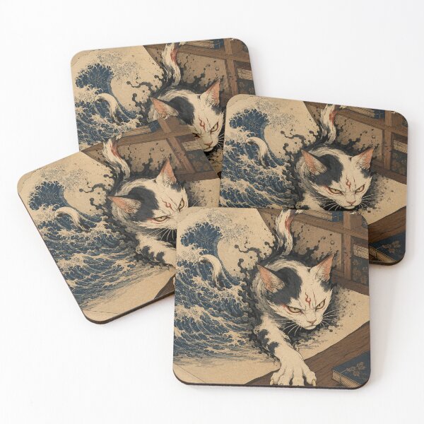 Item preview, Old Scroll Haunting - Vintage Japanese Nekomata Cat Ukiyo-e Woodblock designed and sold by bapupa.