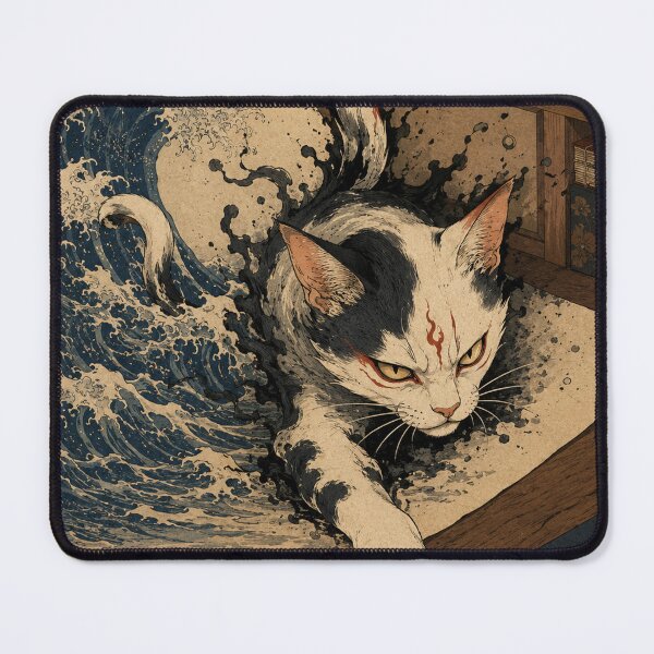 Item preview, Old Scroll Haunting - Vintage Japanese Nekomata Cat Ukiyo-e Woodblock designed and sold by bapupa.