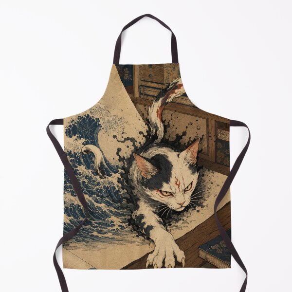 Item preview, Old Scroll Haunting - Vintage Japanese Nekomata Cat Ukiyo-e Woodblock designed and sold by bapupa.