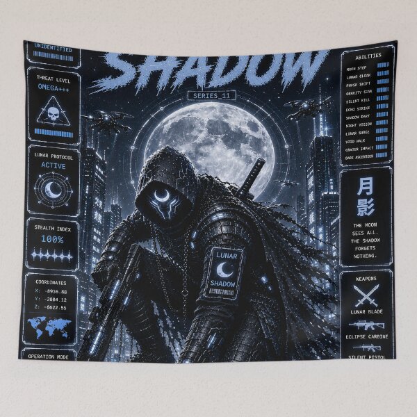 Item preview, Lunar Shadow - Cyberpunk Shinobi Mecha Ninja Warrior Art designed and sold by RiteshCenter.