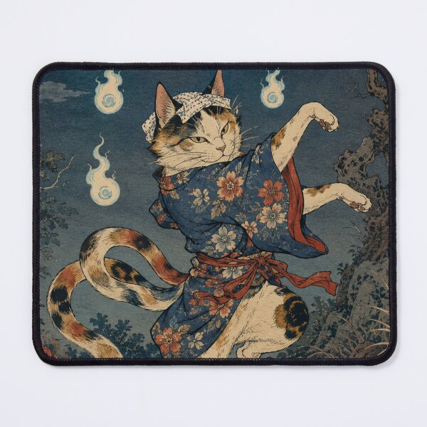 Item preview, Spectral Dance - Vintage Japanese Nekomata Cat Ukiyo-e Woodblock designed and sold by bapupa.