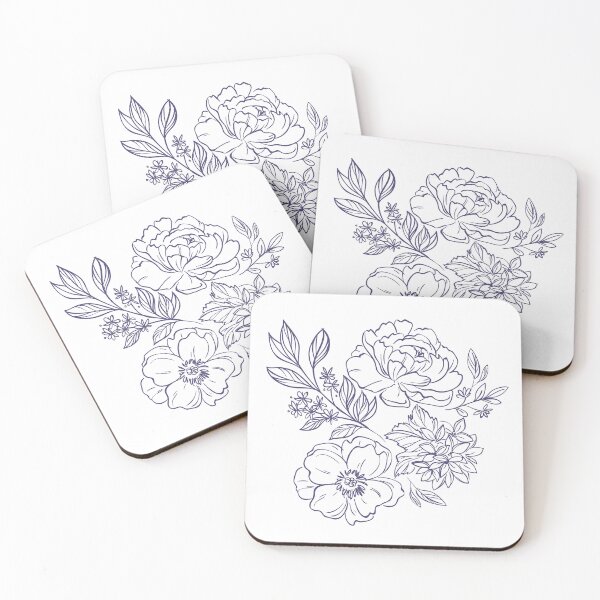 Item preview, Linear navy flowers designed and sold by Aquarius8.