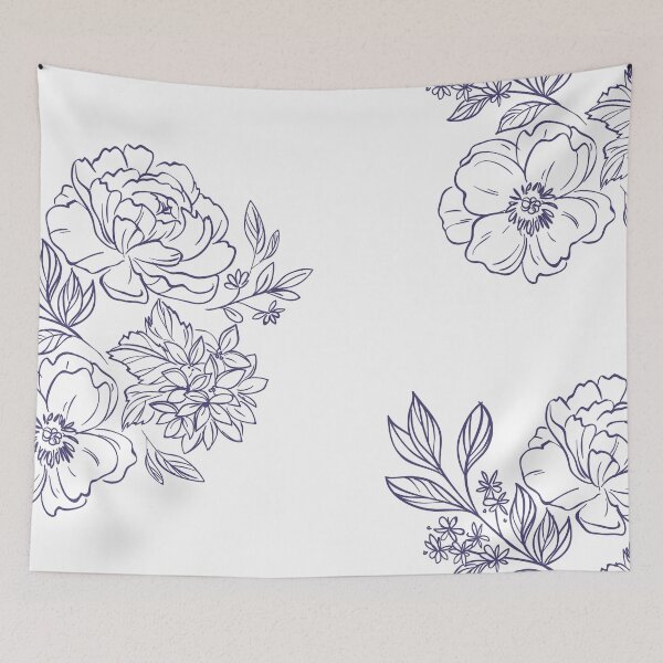 Item preview, Linear navy flowers designed and sold by Aquarius8.