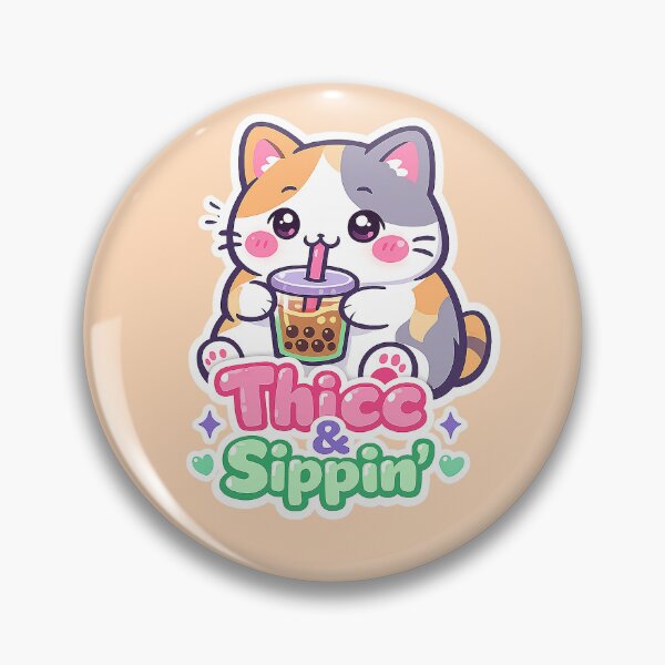 Item preview, Thicc & Sippin' – Kawaii Boba Cat Sticker designed and sold by slikar.