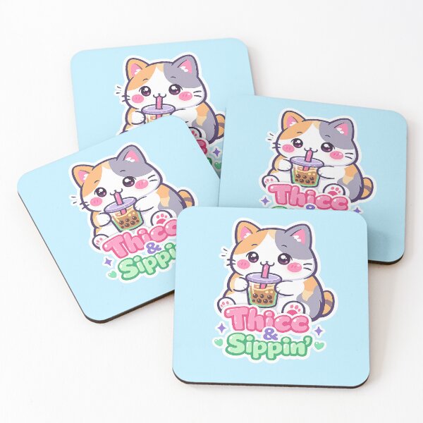 Item preview, Thicc & Sippin' – Kawaii Boba Cat Sticker designed and sold by slikar.