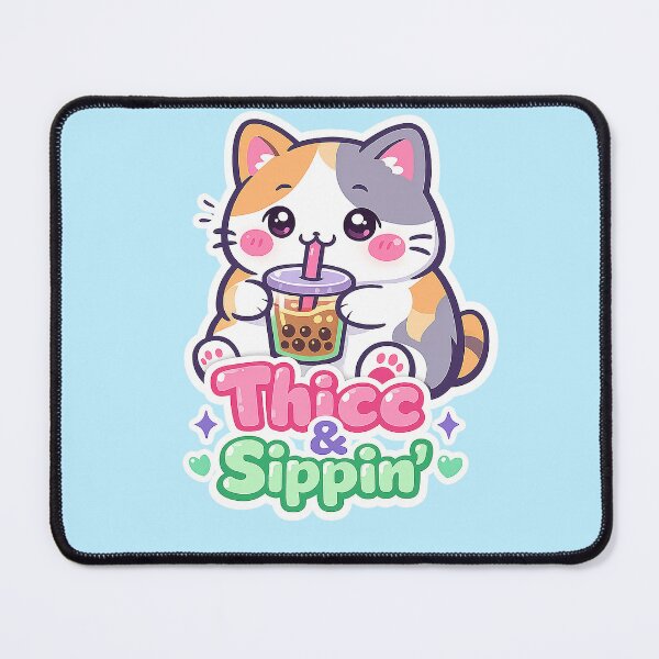 Item preview, Thicc & Sippin' – Kawaii Boba Cat Sticker designed and sold by slikar.
