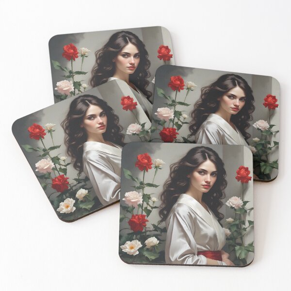 Item preview, Woman with flowers wall art print designed and sold by MK26Designs.