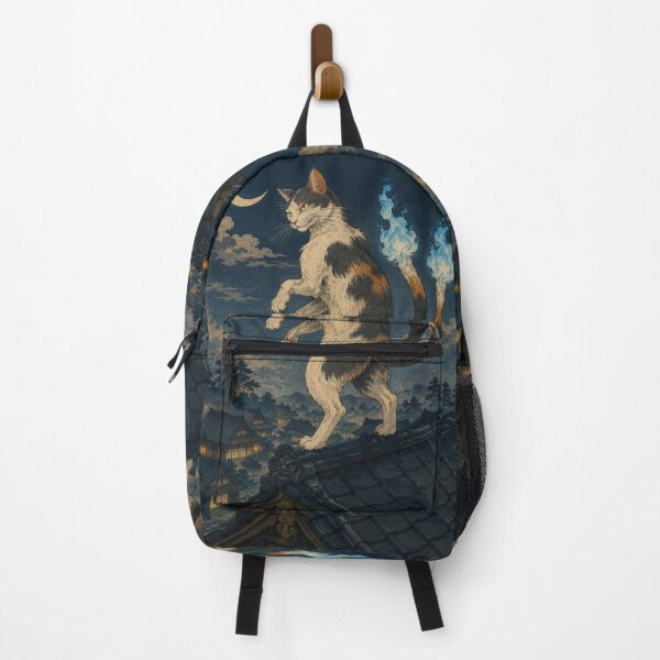 Item preview, Twin Flame Tail - Vintage Japanese Nekomata Cat Ukiyo-e Woodblock designed and sold by bapupa.