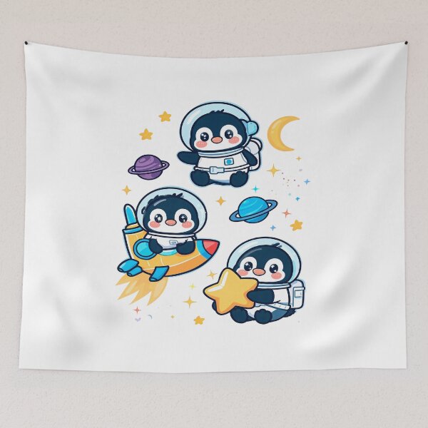 Item preview, Cute Kawaii Penguin Astronauts Space Adventure Sticker designed and sold by Sovira Studio .