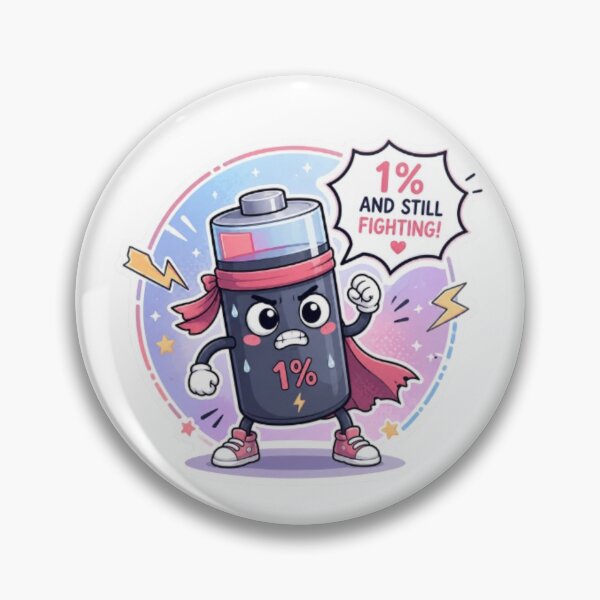 Item preview, 1% Battery Still Fighting Cute Motivation Sticker designed and sold by Dinaelsherkawy.