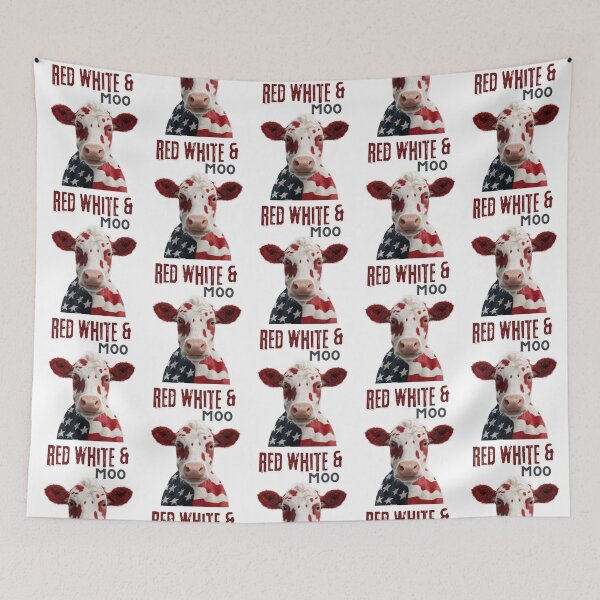 Item preview, Red White & Moo – Funny Patriotic Cow USA Flag Graphic designed and sold by Cutie Galore.