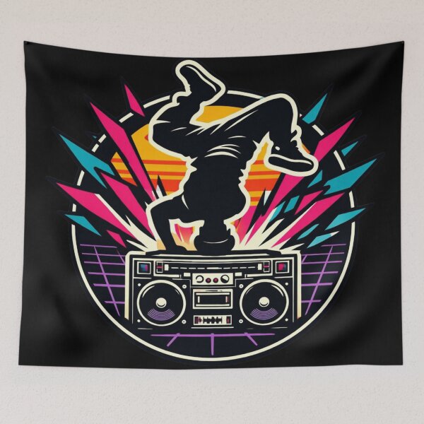 Item preview, Urban Breakdancer Headspin Retro 80s Neon Sticker designed and sold by Timeless Junction.