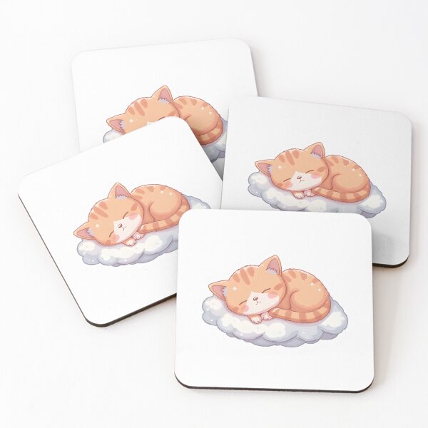 Item preview, Kawaii Orange Cat Sleeping On Cloud Sticker designed and sold by NRYArt.