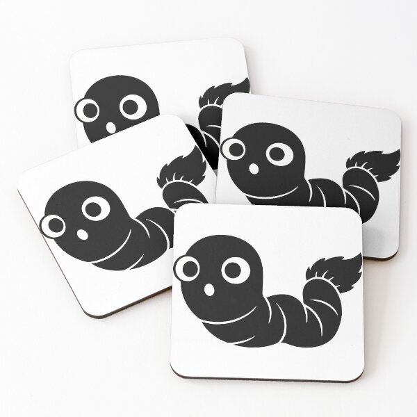 Item preview, Cute Surprised Caterpillar Ferret Sticker - Kawaii Chibi Raccoon Spirit Silhouette Print Minimalist White Outline Worm Black Background Nursery Wall Art designed and sold by BestChoiceService.