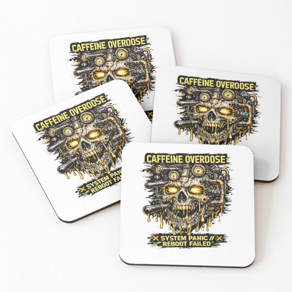 Item preview, Caffeine Overdose System Panic - Cyberpunk Industrial Skull designed and sold by RebelVibeX.