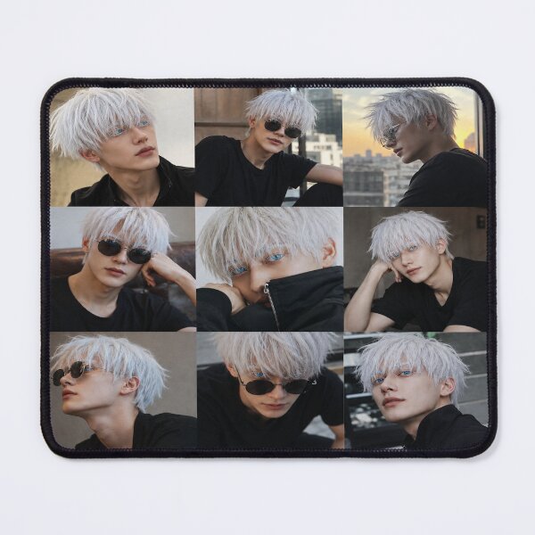 Item preview, Photorealistic White Haired Anime Guy Collage | Cool Boyfriend Aesthetic Design Merchandise designed and sold by RandomlyPopUps.